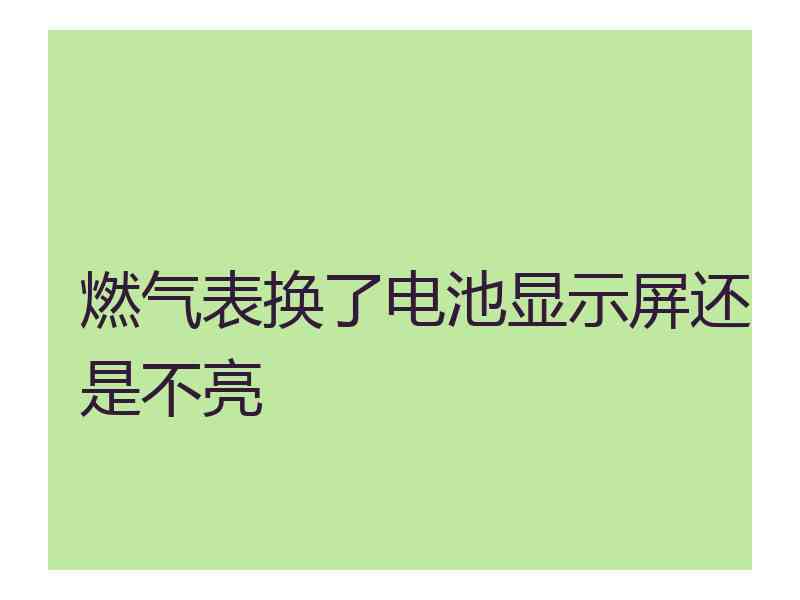 燃气表换了电池显示屏还是不亮