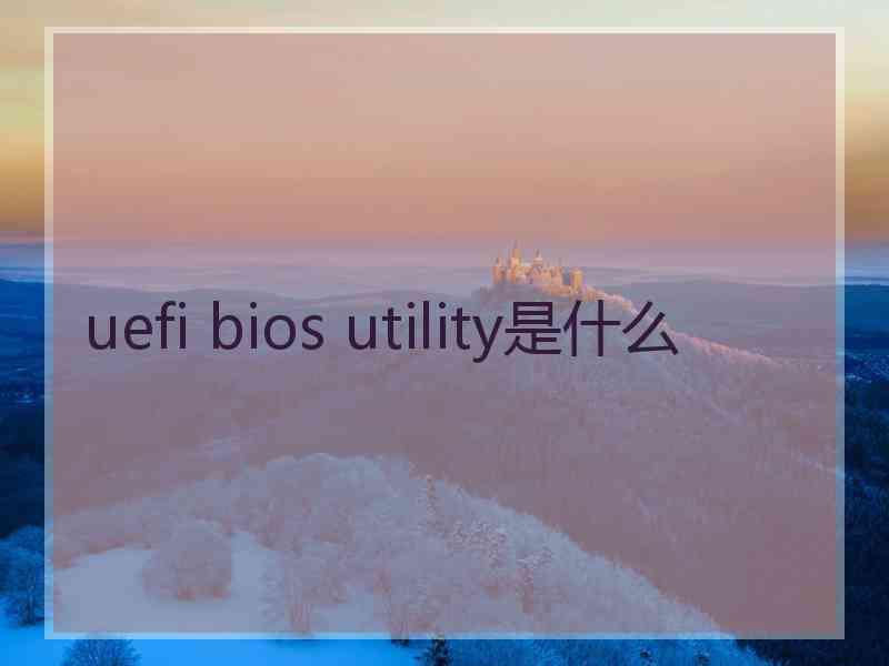 uefi bios utility是什么