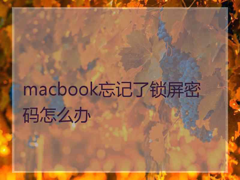 macbook忘记了锁屏密码怎么办