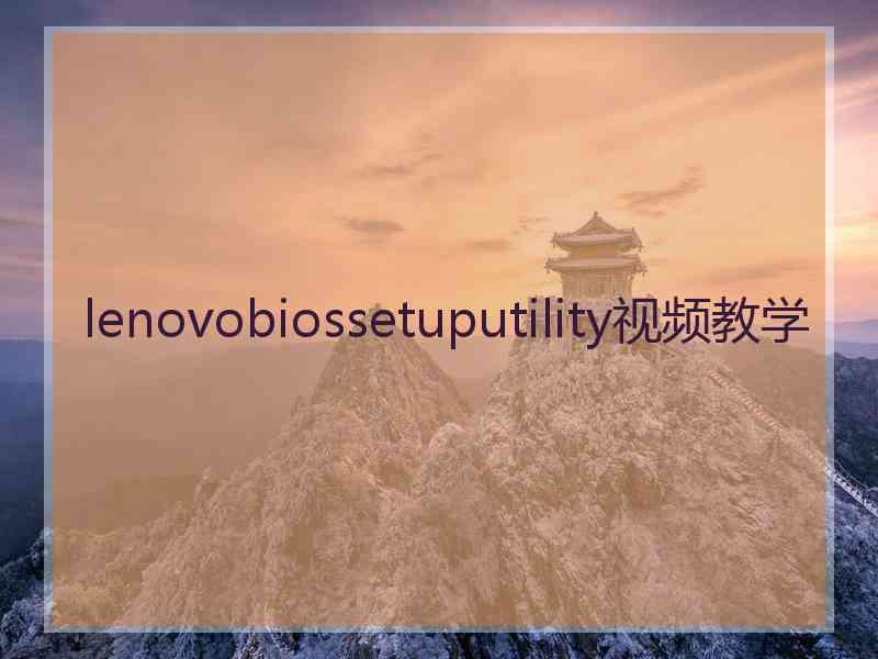 lenovobiossetuputility视频教学