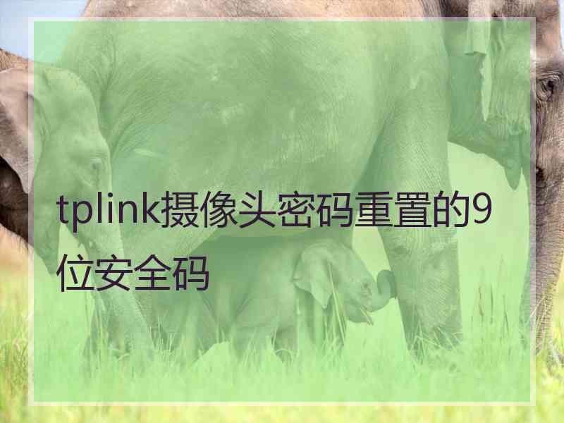 tplink摄像头密码重置的9位安全码