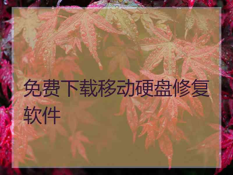 免费下载移动硬盘修复软件