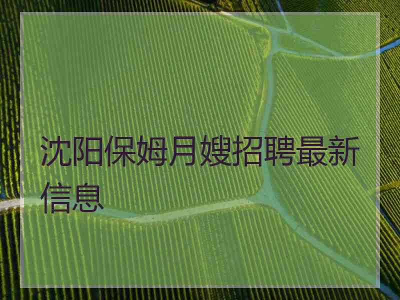 沈阳保姆月嫂招聘最新信息