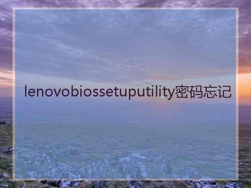 lenovobiossetuputility密码忘记