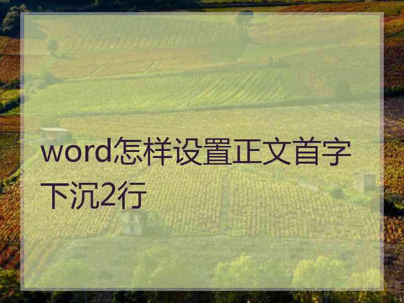 word怎样设置正文首字下沉2行