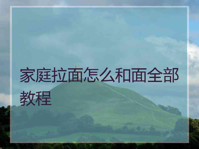 家庭拉面怎么和面全部教程