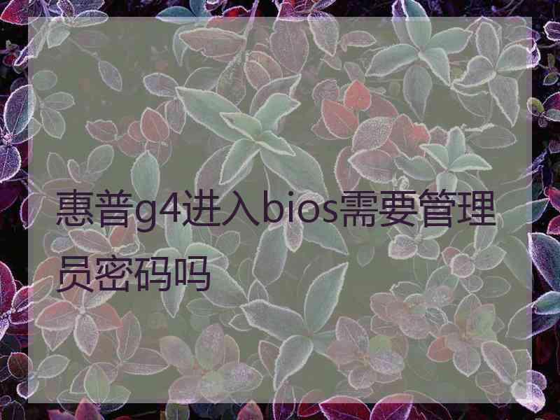 惠普g4进入bios需要管理员密码吗