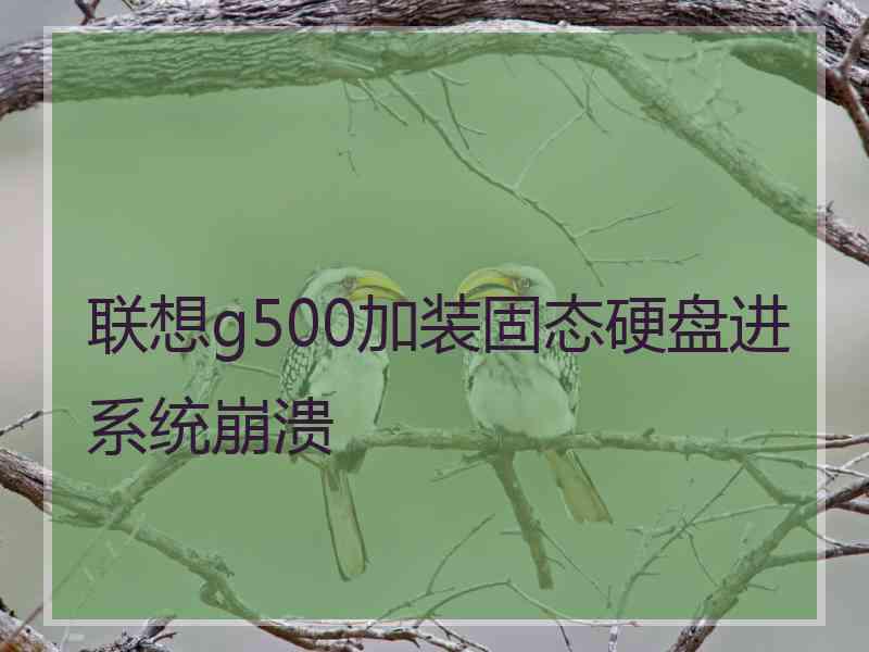 联想g500加装固态硬盘进系统崩溃