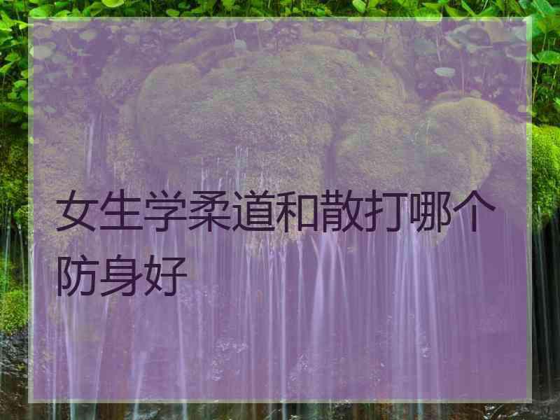 女生学柔道和散打哪个防身好