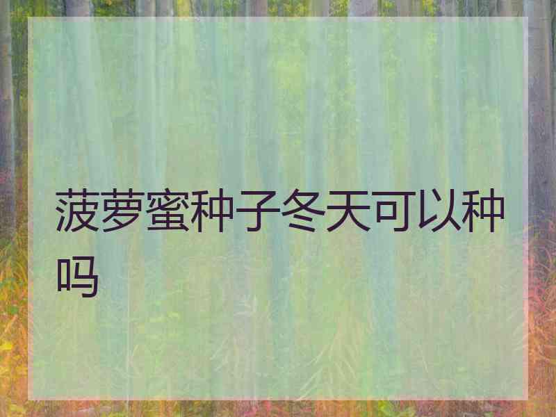 菠萝蜜种子冬天可以种吗