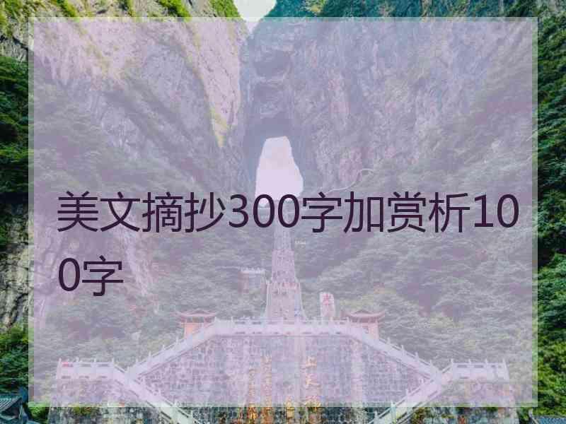 美文摘抄300字加赏析100字