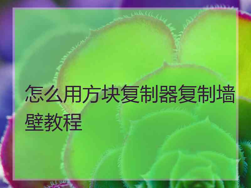 怎么用方块复制器复制墙壁教程