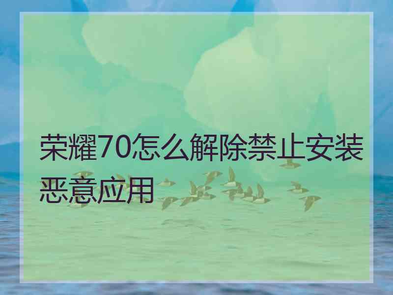 荣耀70怎么解除禁止安装恶意应用