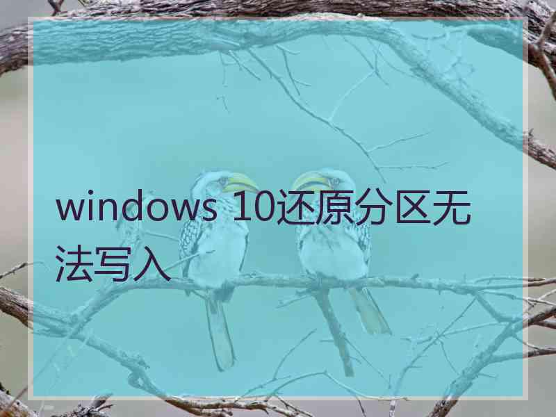 windows 10还原分区无法写入