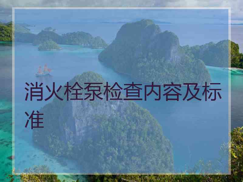 消火栓泵检查内容及标准