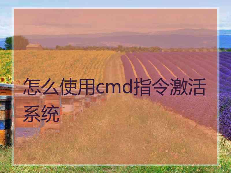 怎么使用cmd指令激活系统