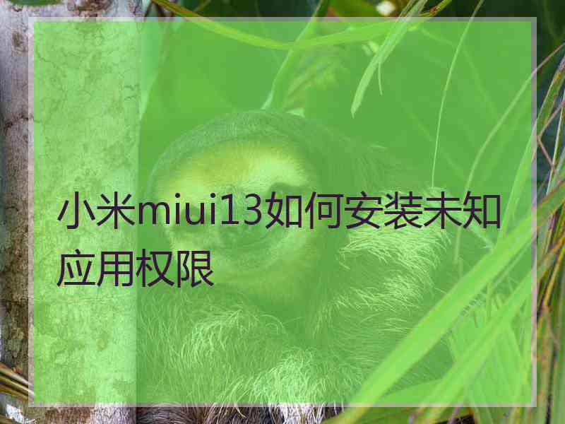 小米miui13如何安装未知应用权限