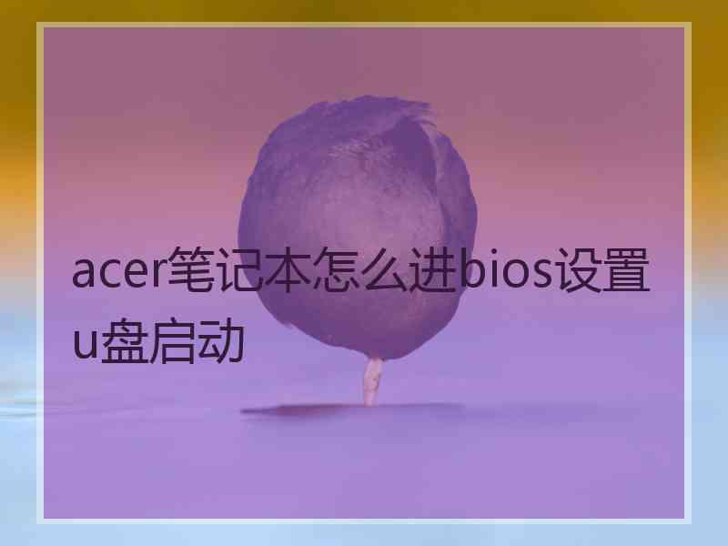 acer笔记本怎么进bios设置u盘启动