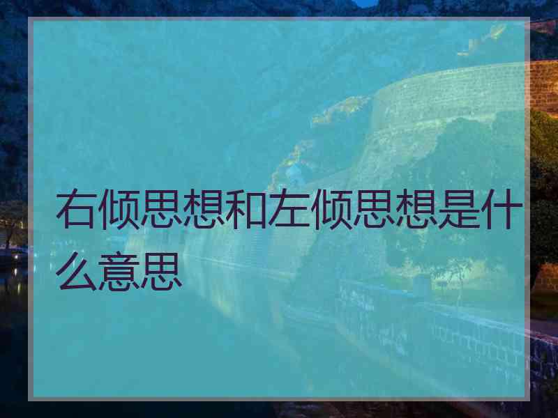 右倾思想和左倾思想是什么意思