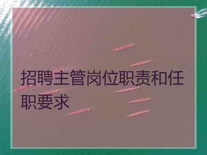 招聘主管岗位职责和任职要求