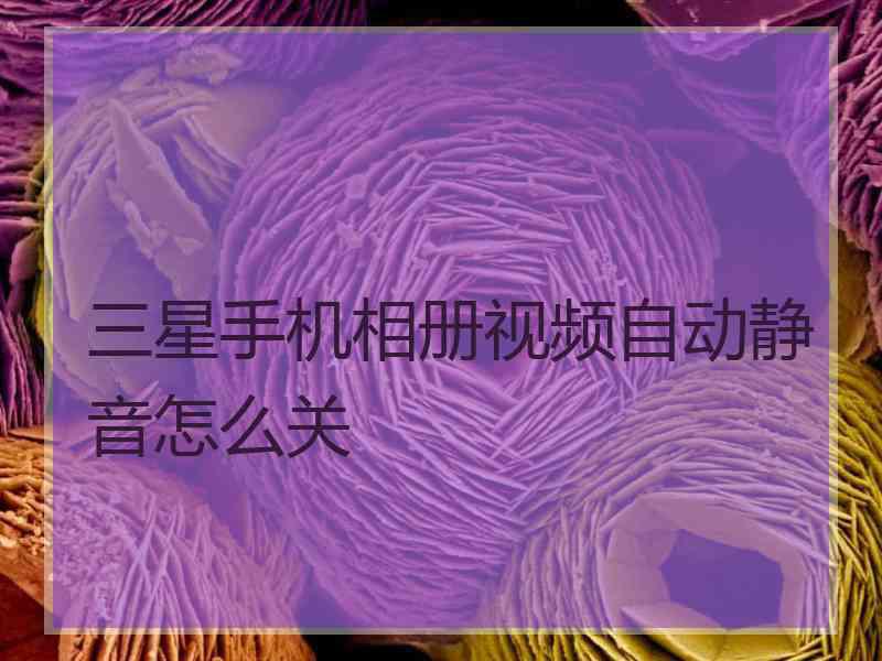 三星手机相册视频自动静音怎么关