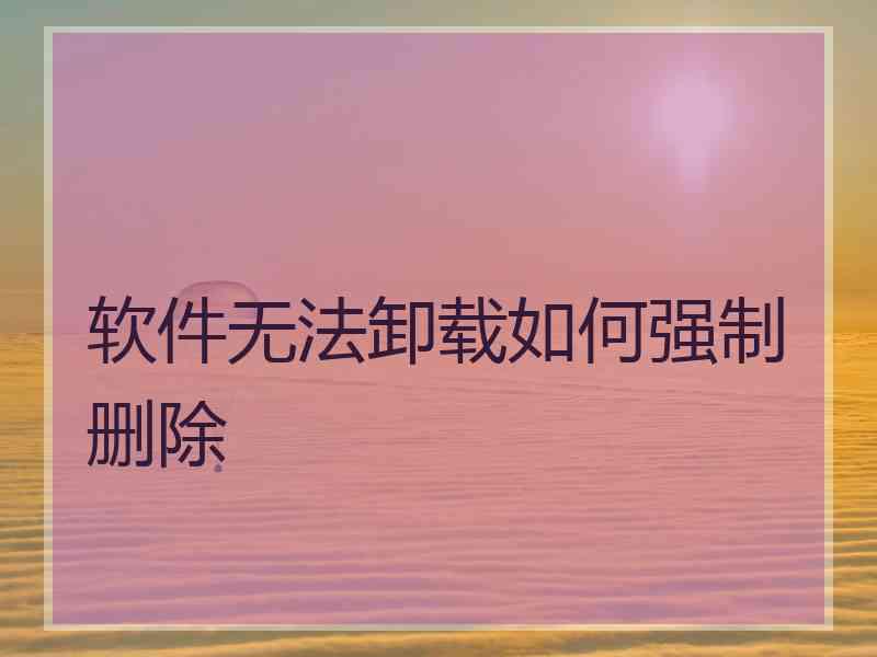 软件无法卸载如何强制删除