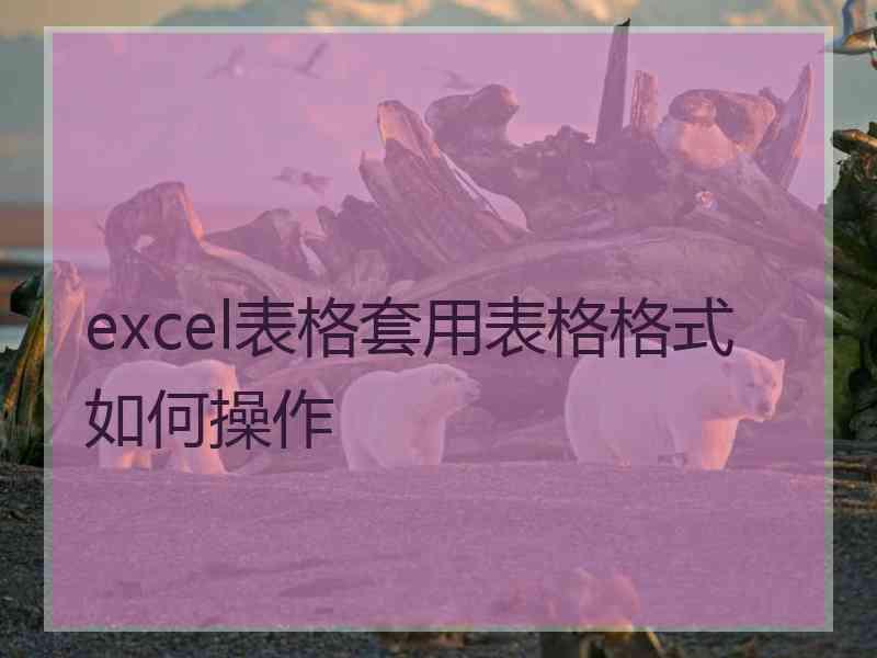 excel表格套用表格格式如何操作