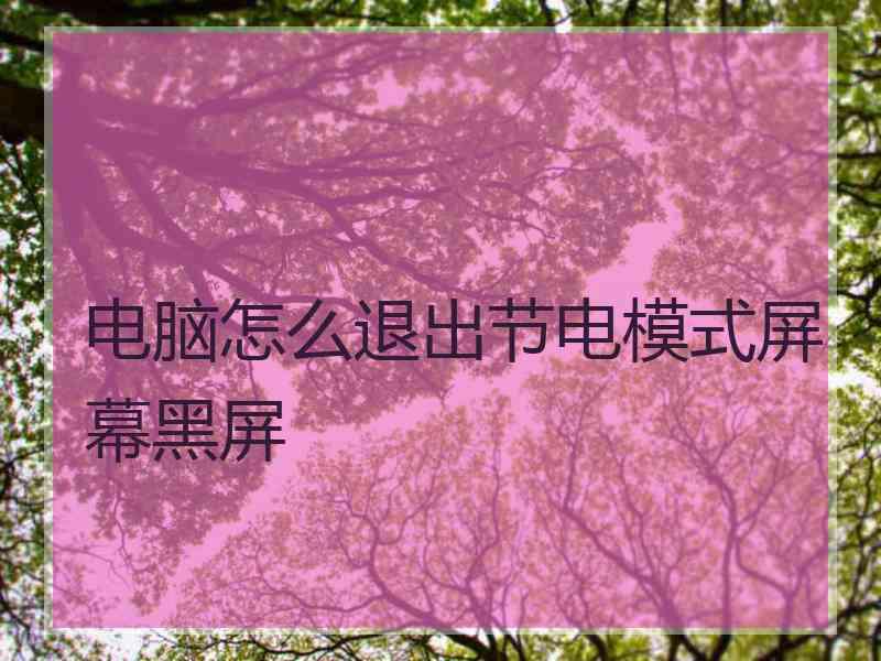 电脑怎么退出节电模式屏幕黑屏