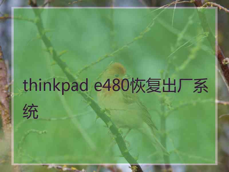 thinkpad e480恢复出厂系统