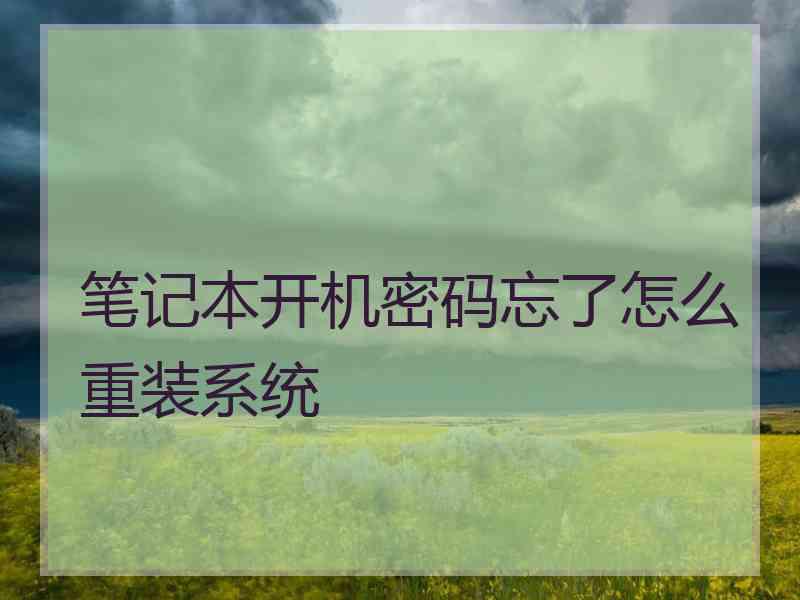 笔记本开机密码忘了怎么重装系统