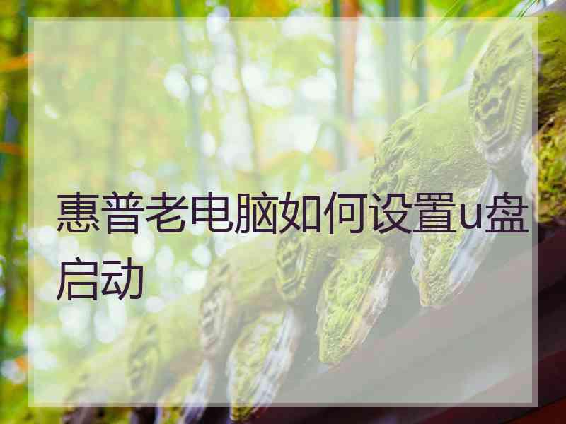 惠普老电脑如何设置u盘启动