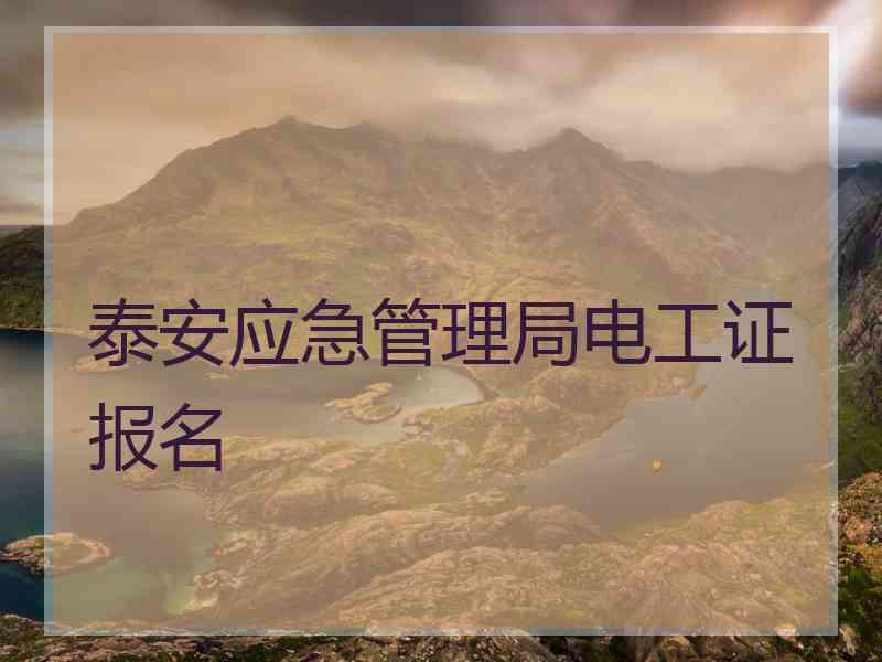 泰安应急管理局电工证报名