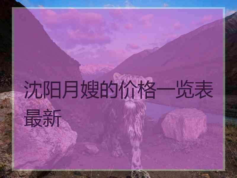 沈阳月嫂的价格一览表最新