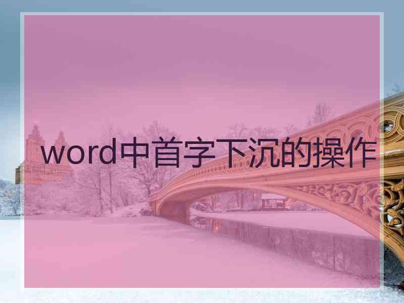 word中首字下沉的操作