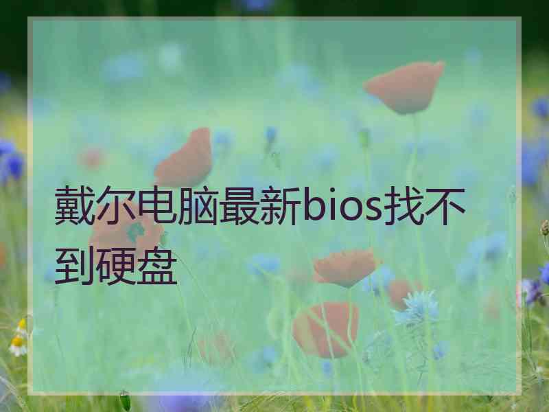 戴尔电脑最新bios找不到硬盘