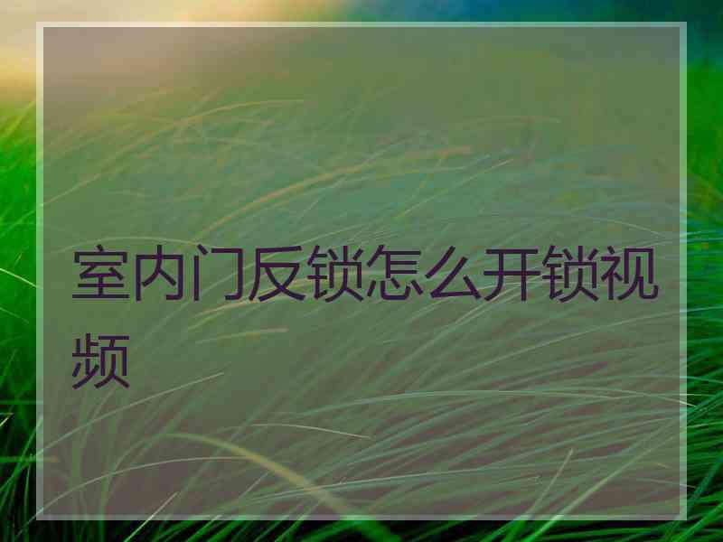 室内门反锁怎么开锁视频