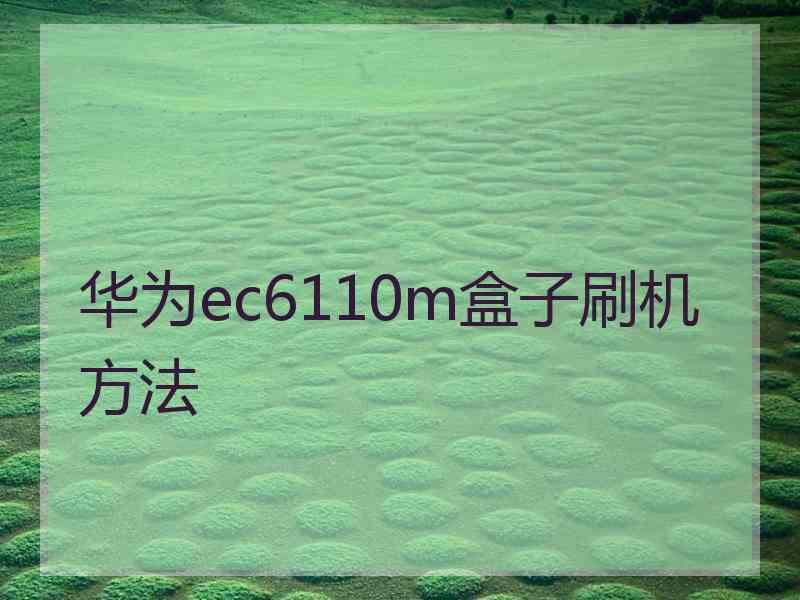 华为ec6110m盒子刷机方法