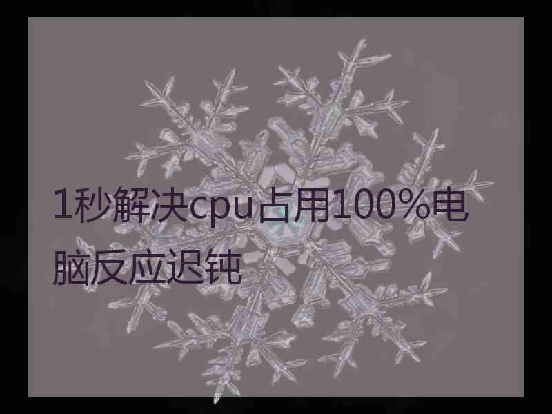 1秒解决cpu占用100%电脑反应迟钝