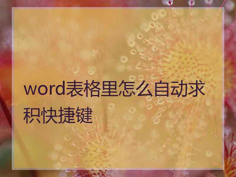 word表格里怎么自动求积快捷键