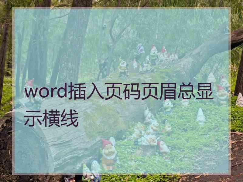 word插入页码页眉总显示横线