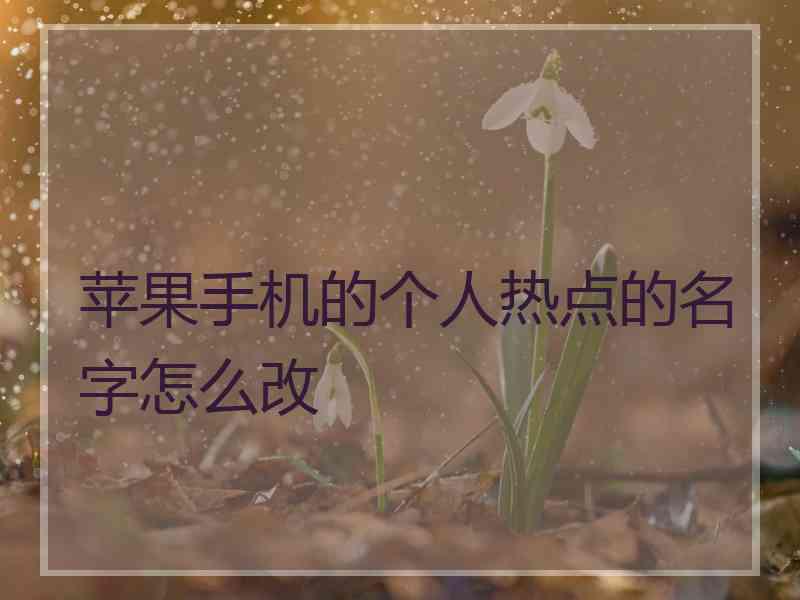 苹果手机的个人热点的名字怎么改