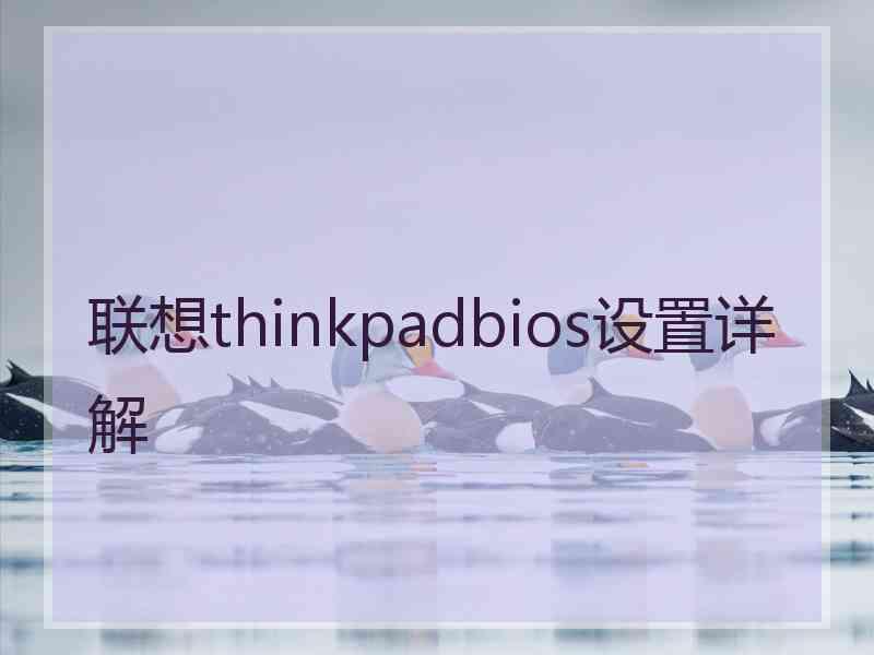 联想thinkpadbios设置详解