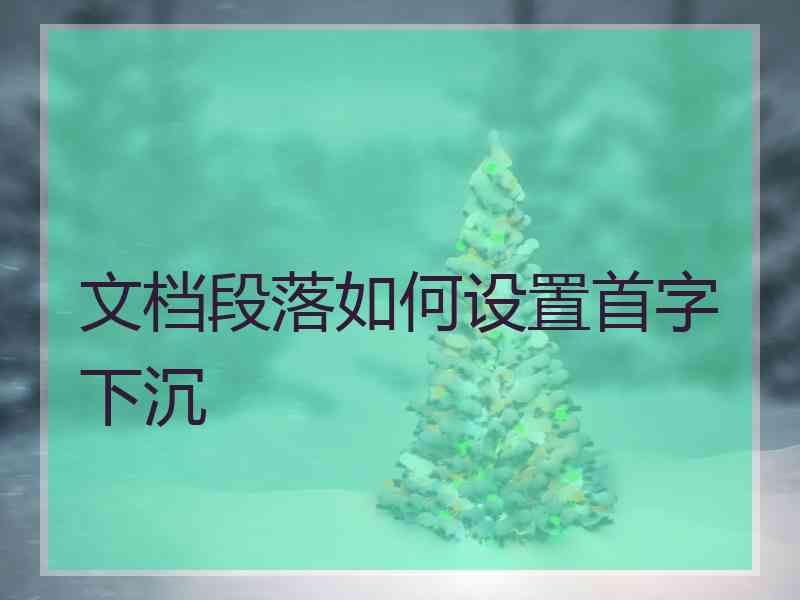 文档段落如何设置首字下沉