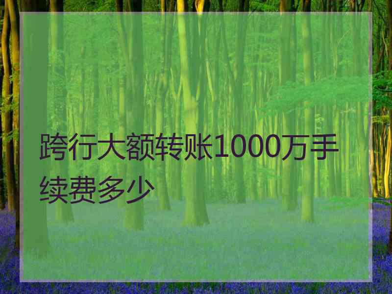 跨行大额转账1000万手续费多少