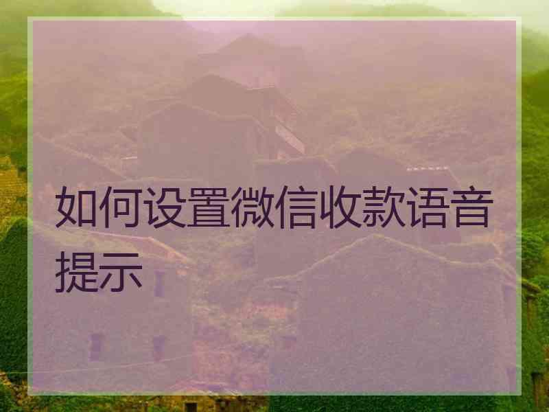 如何设置微信收款语音提示