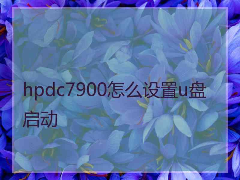 hpdc7900怎么设置u盘启动