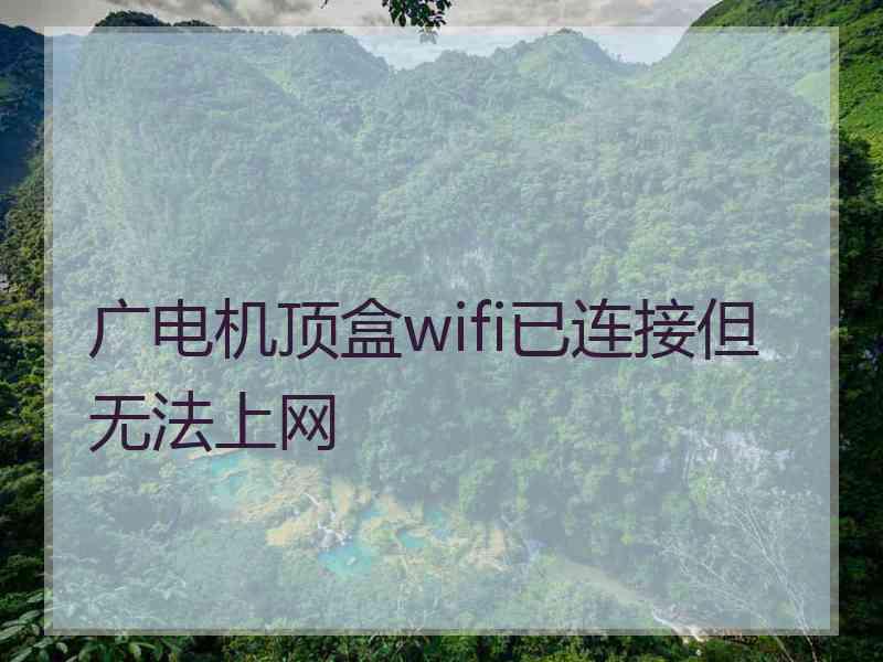 广电机顶盒wifi已连接但无法上网