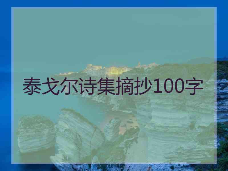 泰戈尔诗集摘抄100字