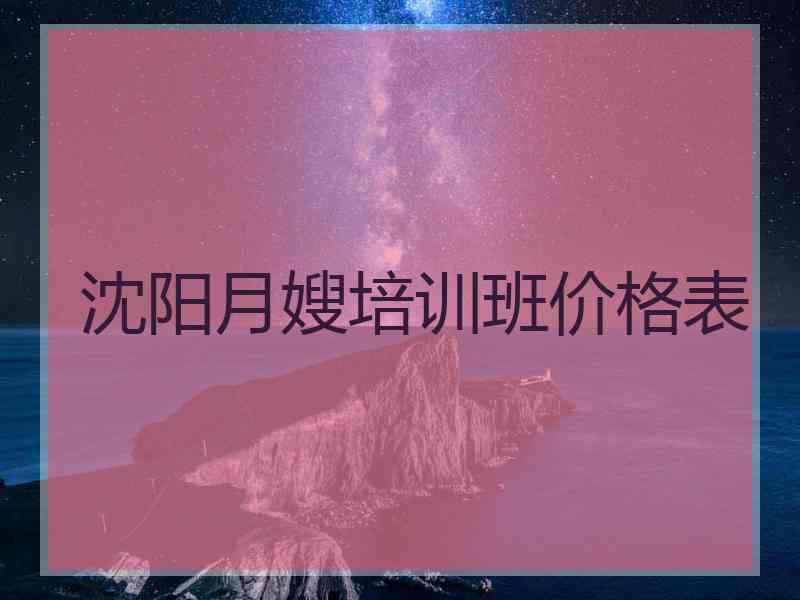 沈阳月嫂培训班价格表