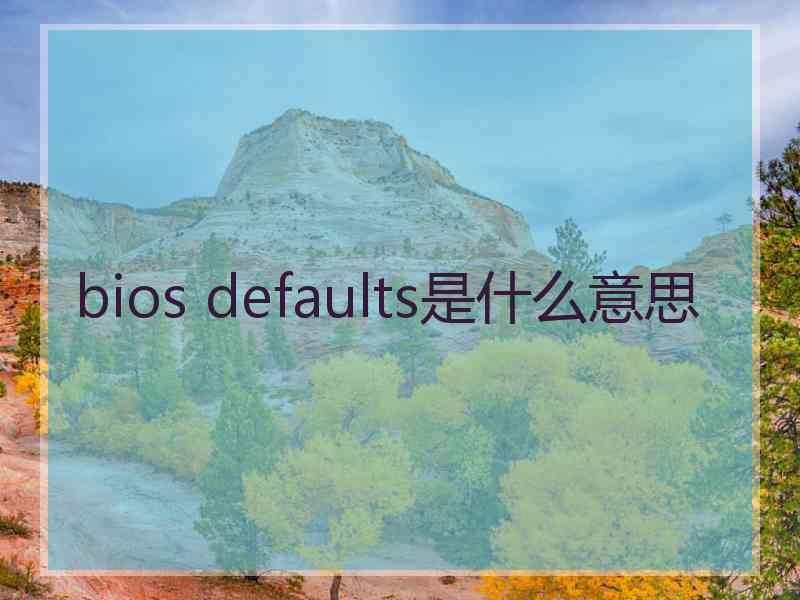 bios defaults是什么意思